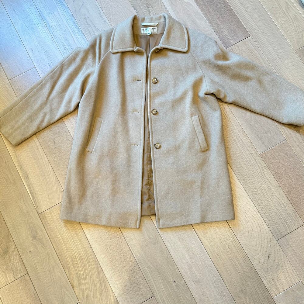 Larry Levine 100% Camel Hair Coat – Women’s Tan Pea Coat, Italian Fabric - Picture 12 of 12
